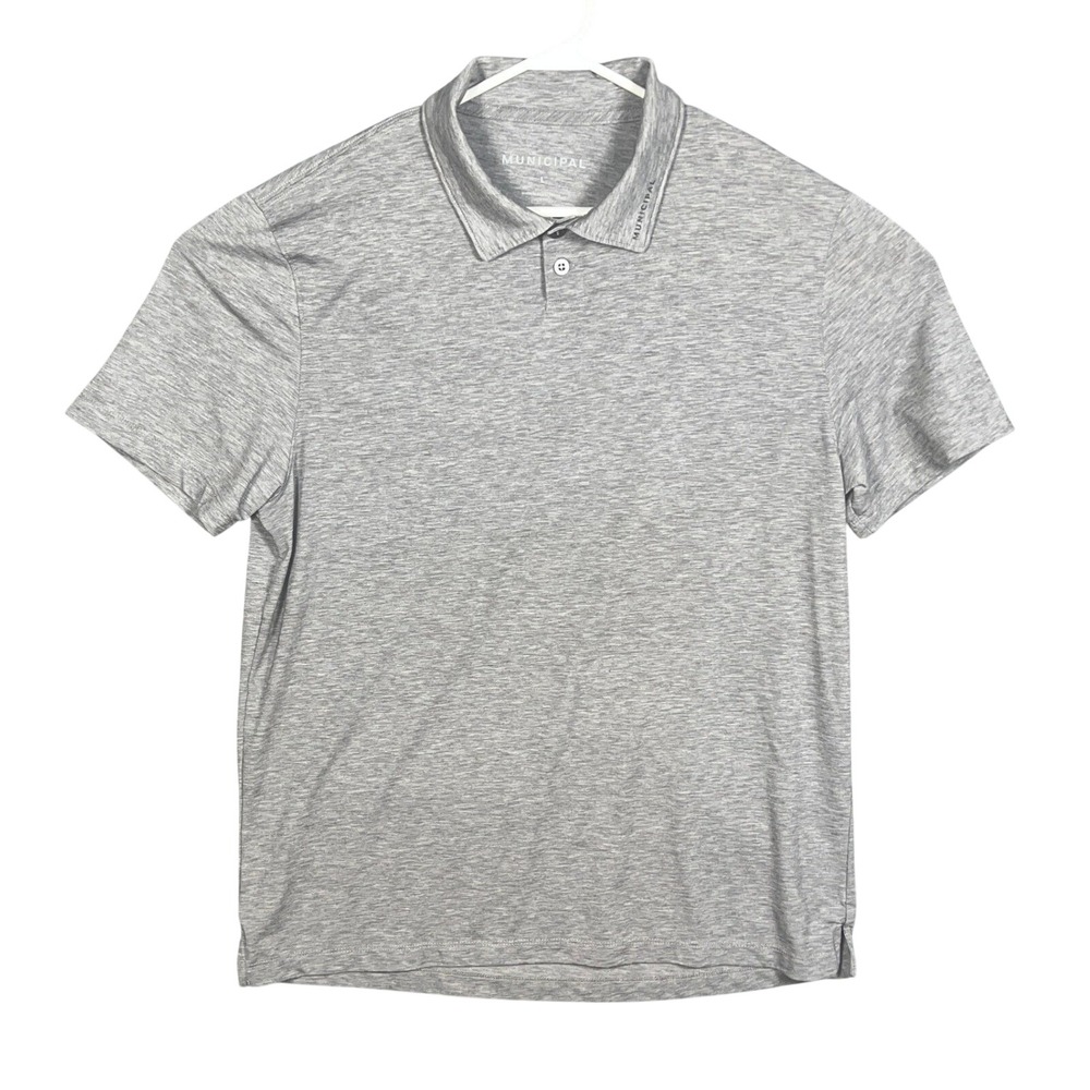 Municipal Men's Short Sleeve Polo Shirt Heather Grey Athletic Golf Top Size L